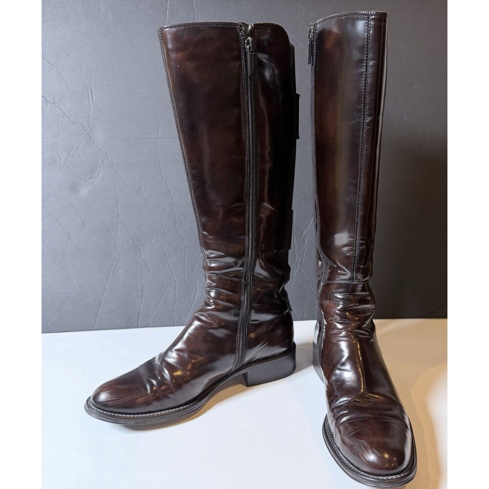 Aquatalia Weatherproof Women's Size 37  RIDING BOOT ESPRESSO/BROWN  Leather